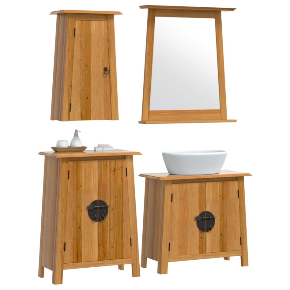 Conjunto de muebles de baño 4 piezas madera maciza de