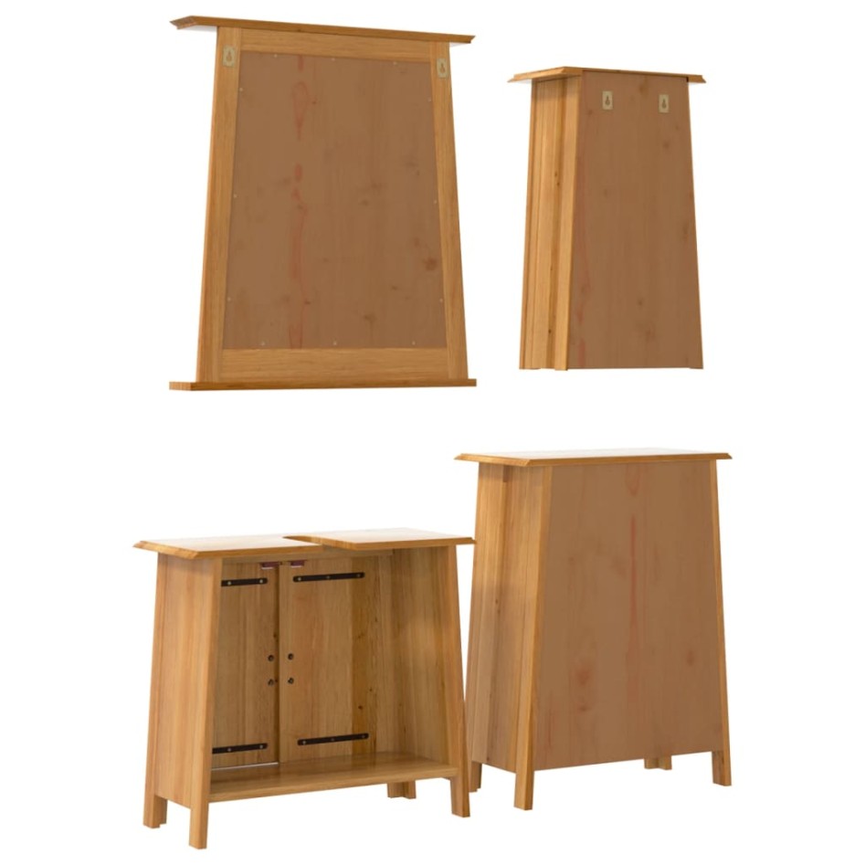 Conjunto de muebles de baño 4 piezas madera maciza de