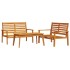 Juego de muebles de jardín 3 piezas madera maciza