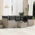 Set de sofás de jardín 7 pzas con cojines ratán PE gris