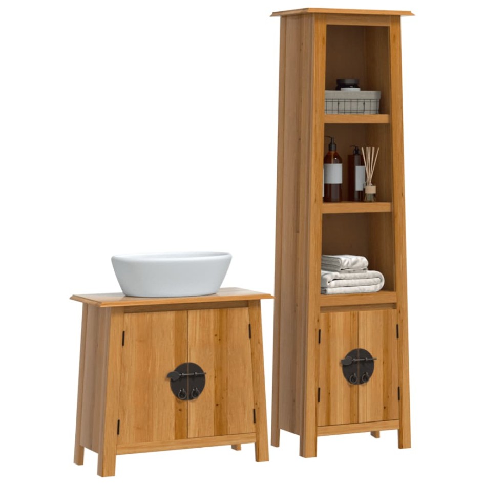 Conjunto de muebles de baño 2 piezas madera maciza de