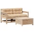 Juego de muebles de jardín 3 pzas y cojines madera maciza