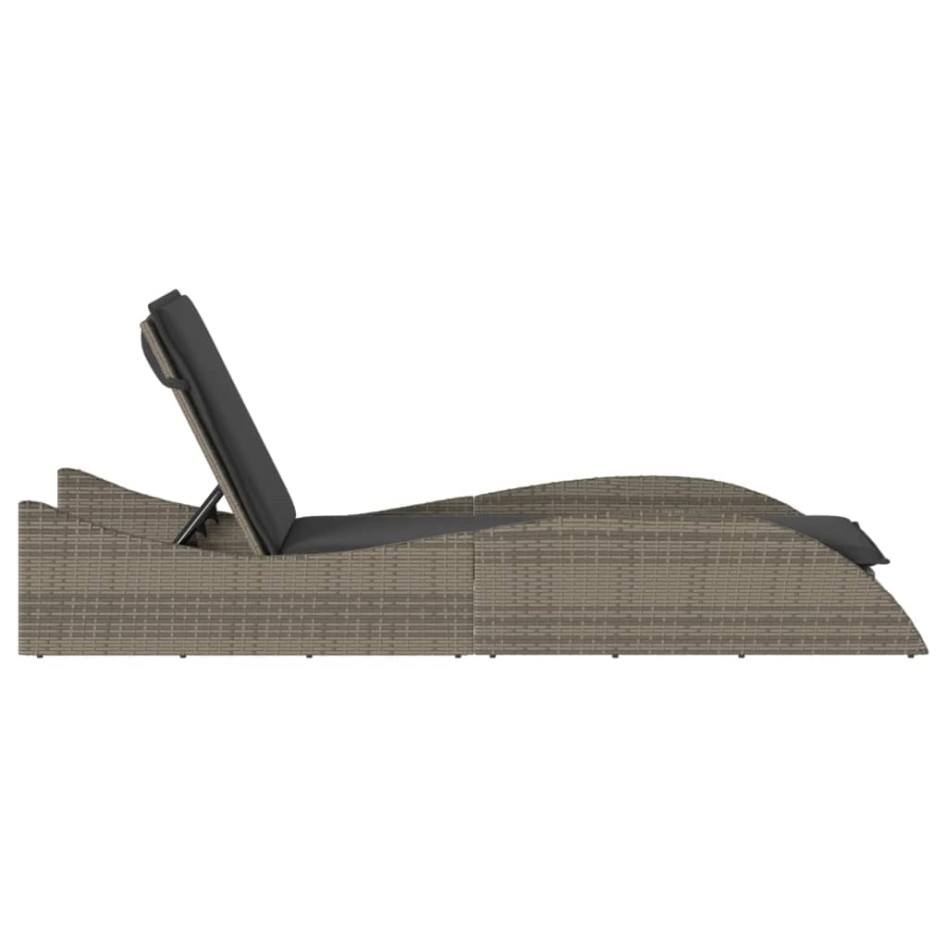 Tumbona con cojín ratán sintético gris 60x205x73