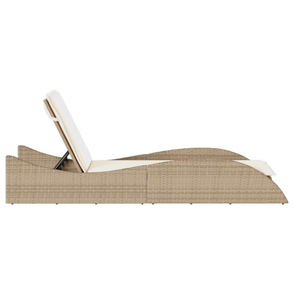 Tumbona con cojín ratán sintético beige 60x205x73