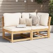 Set de muebles de jardín 2 piezas con cojines madera acacia