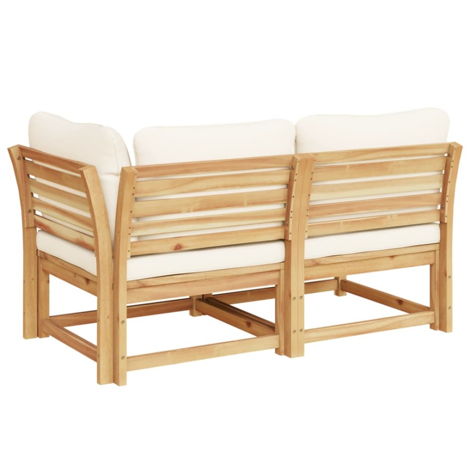 Set de muebles de jardín 2 piezas con cojines madera