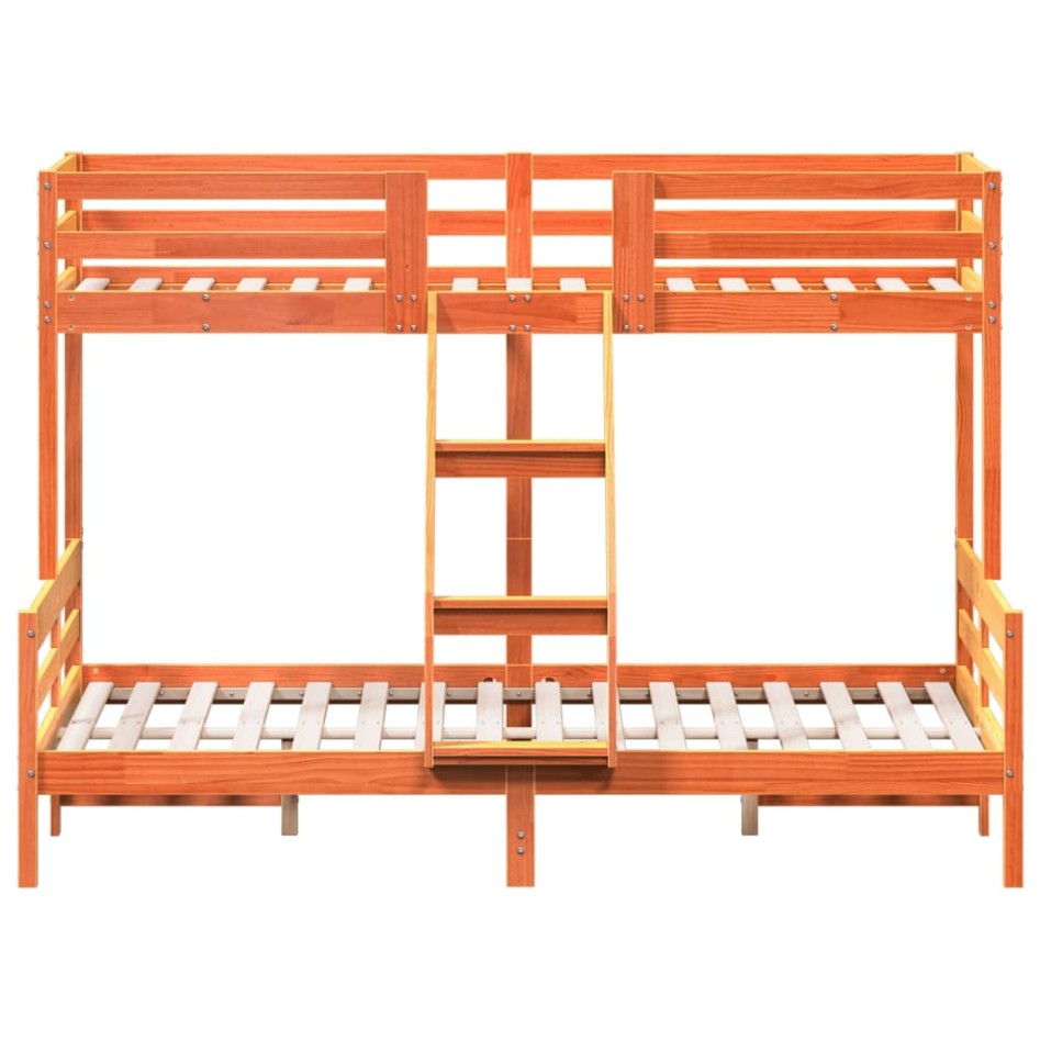 Litera de madera maciza de pino marrón cera 80x200/140x200