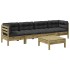 Set de sofás jardín 5 pzas con cojines madera pino