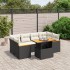 Set de comedor de jardín 7 pzas y cojines ratán sintético