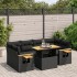 Set de comedor de jardín 7 pzas y cojines ratán sintético