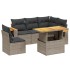 Set de muebles de jardín 6 pzas y cojines ratán sintético
