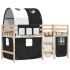 Cama alta niños con túnel madera pino blanco negro 90x200