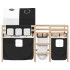Cama alta niños con túnel madera pino blanco negro 90x200