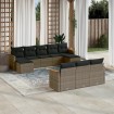 Set de sofás de jardín 10 pzas con cojines ratán sintético gris