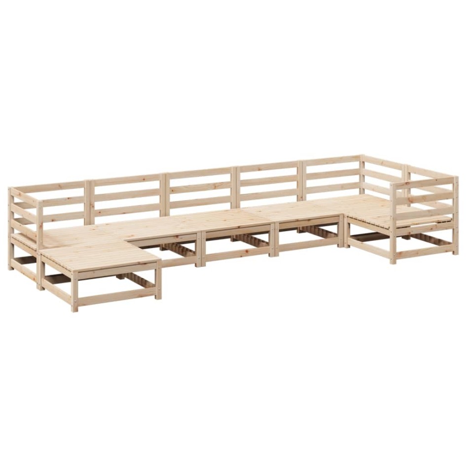 Juego de sofás de jardín 7 piezas madera maciza de