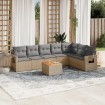 Juego de sofás jardín con cojines beige mezcla 8 pzas ratán PE