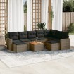 Set de sofás de jardín 10 pzas con cojines ratán sintético gris