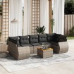 Set de sofás de jardín 8 pzas y cojines ratán sintético gris