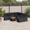 Set de sofás de jardín 8 piezas y cojines ratán sintético negro