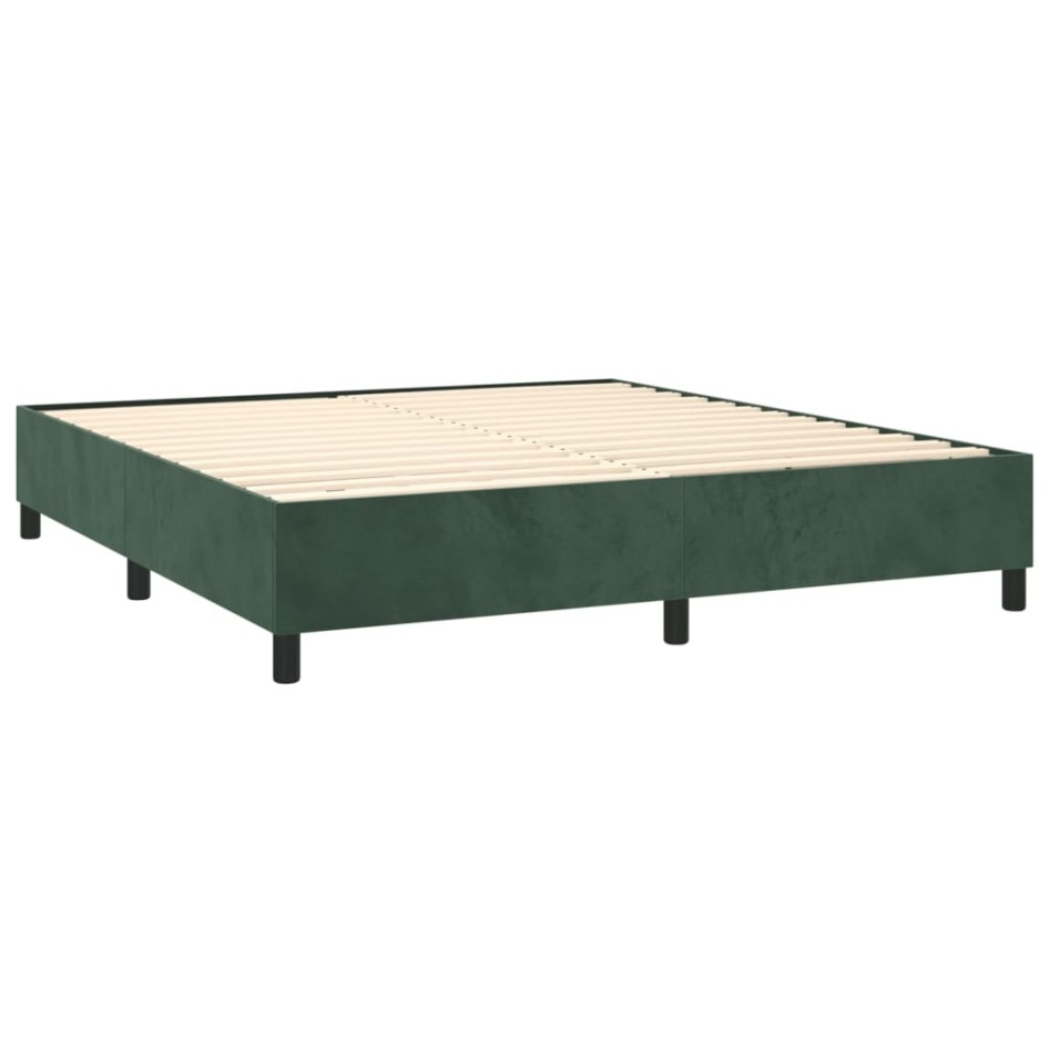 Estructura cama sin colchón terciopelo verde oscuro 160x200