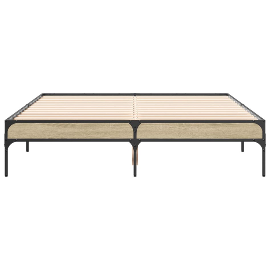 Estructura cama madera ingeniería metal roble Sonoma 140x190