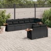 Set de sofás de jardín 8 piezas y cojines ratán sintético negro
