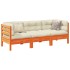 Set de sofás jardín 3 pzas con cojines madera pino marrón
