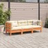Set de sofás jardín 3 pzas con cojines madera pino marrón