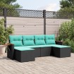 Set de sofás de jardín 6 pzas con cojines ratán sintético negro