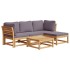 Juego de muebles jardín 5 pzas con cojines madera maciza
