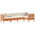 Set de sofás jardín 5 pzas con cojines madera pino marrón