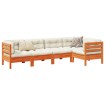 Set de sofás jardín 5 pzas con cojines madera pino marrón cera
