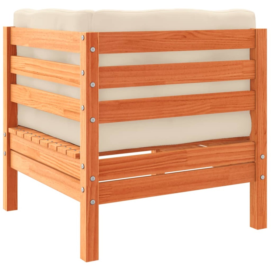 Set de sofás jardín 5 pzas con cojines madera pino marrón