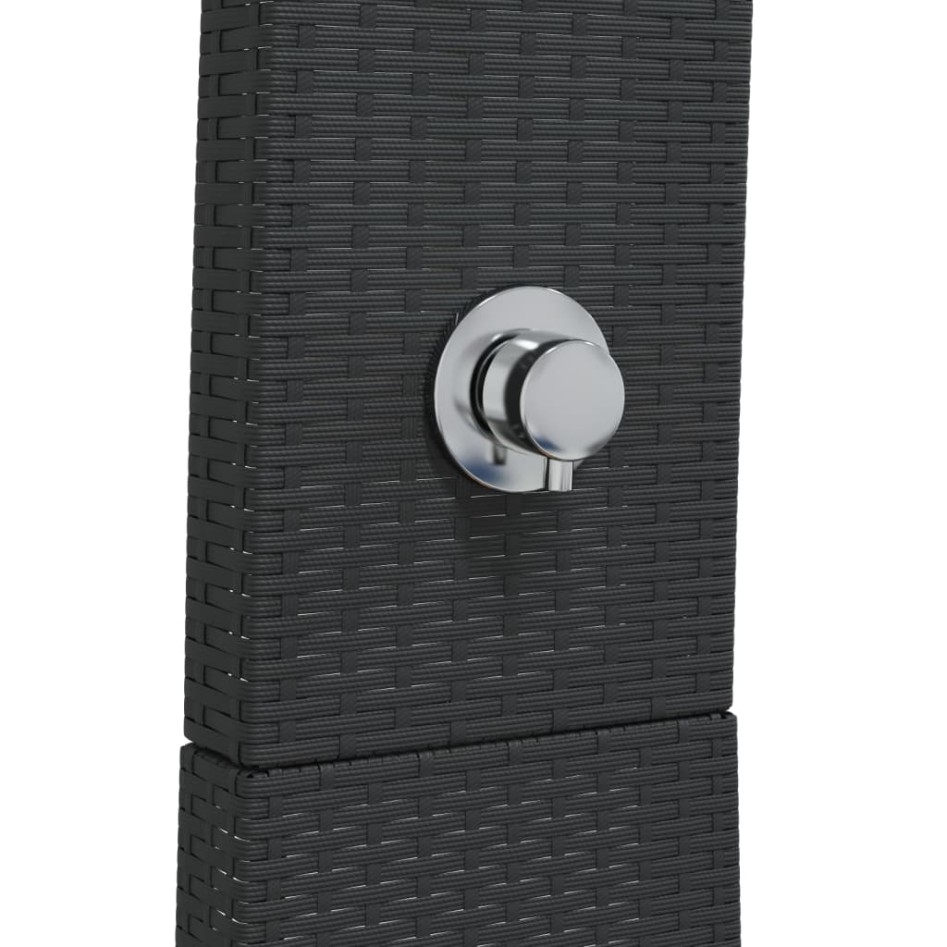 Ducha de exterior ratán PE y madera acacia negro 55x60x224