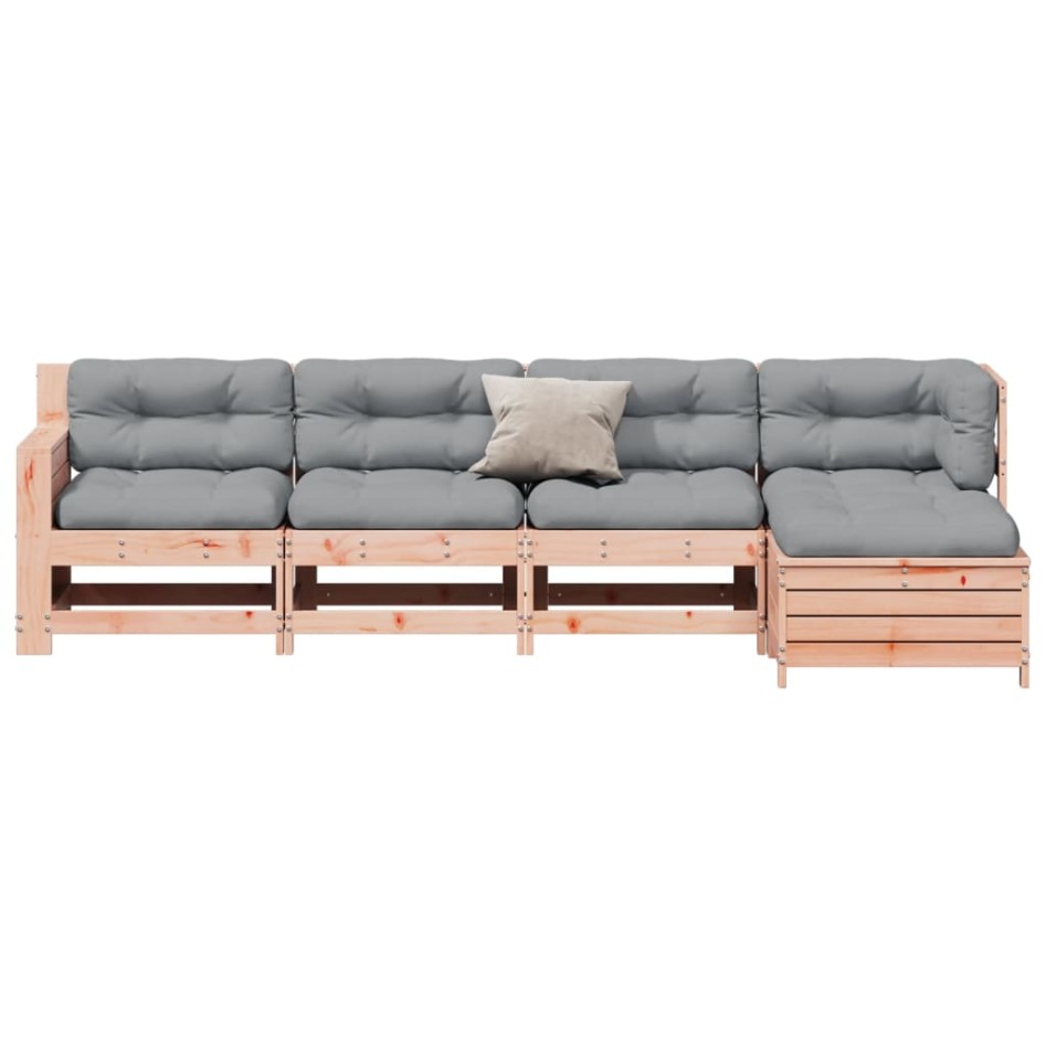 Juego de muebles jardín 5 pzas y cojines madera abeto