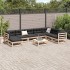 Juego de sofás de jardín 9 pzas madera maciza de