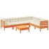 Set de sofás jardín 7 pzas con cojines madera pino marrón