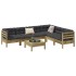 Set de sofás jardín 7 pzas con cojines madera pino
