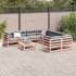 Juego de sofás de jardín 9 pzas madera maciza de abeto