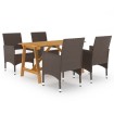 Juego de comedor de jardín 5 piezas con cojines marrón