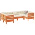 Set de sofás jardín 6 pzas con cojines madera pino marrón
