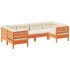 Set de sofás jardín 6 pzas con cojines madera pino marrón
