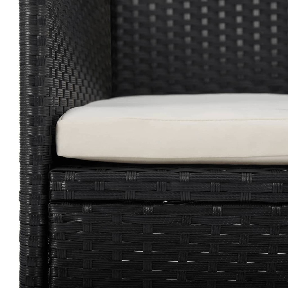 Set de comedor de jardín 3 pzas ratán PE vidrio templado