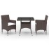 Set de comedor de jardín 3 pzas ratán PE vidrio templado