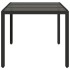 Mesa de jardín superficie de vidrio ratán PE negro 150x90x75