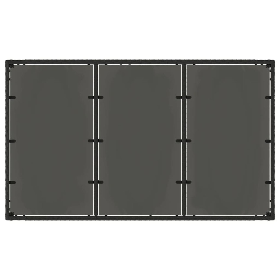 Mesa de jardín superficie de vidrio ratán PE negro 150x90x75
