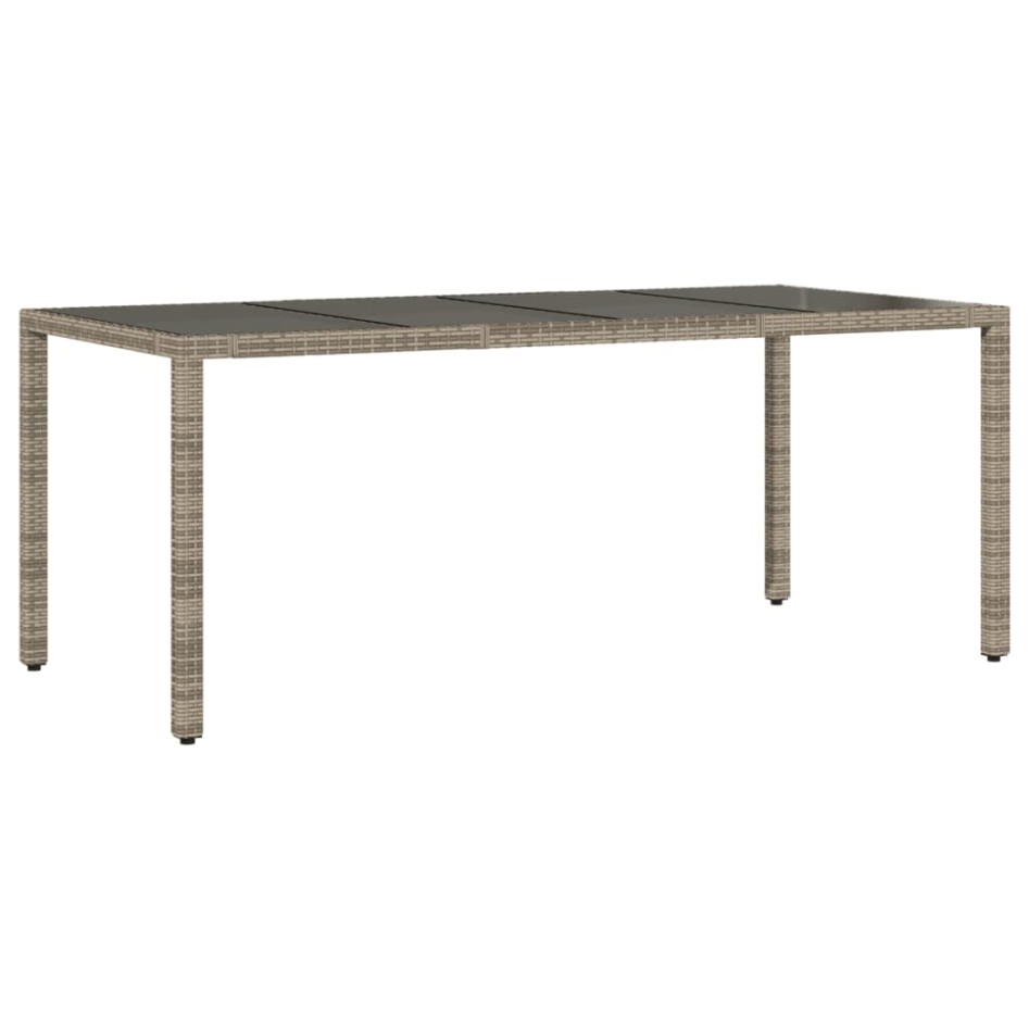 Mesa de jardín superficie de vidrio ratán PE gris 190x90x75
