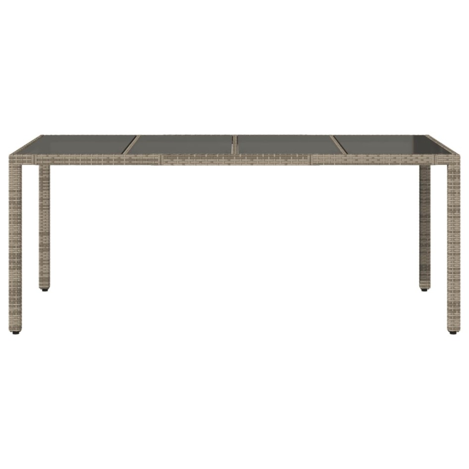 Mesa de jardín superficie de vidrio ratán PE gris 190x90x75