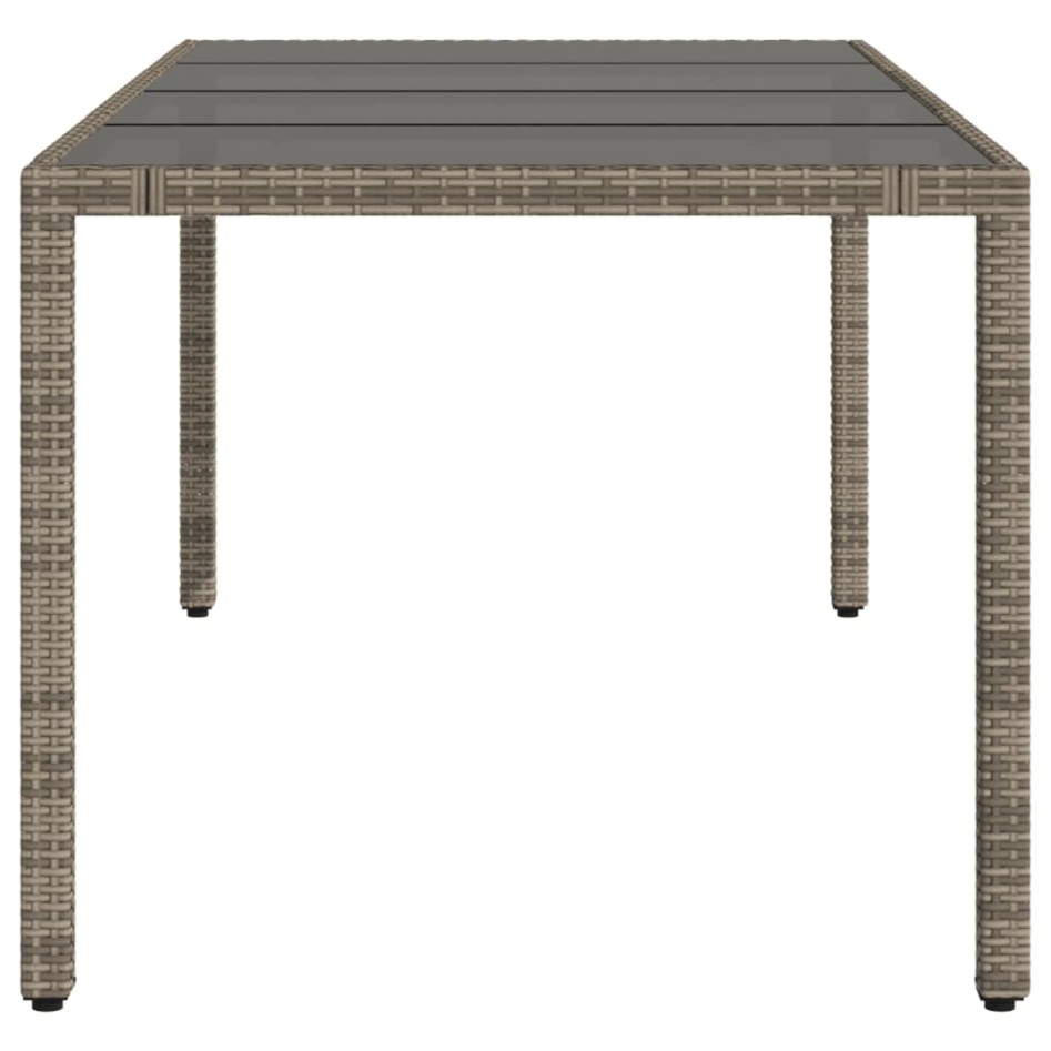 Mesa de jardín superficie de vidrio ratán PE gris 190x90x75