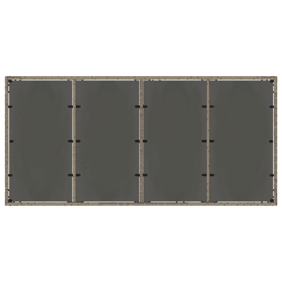 Mesa de jardín superficie de vidrio ratán PE gris 190x90x75